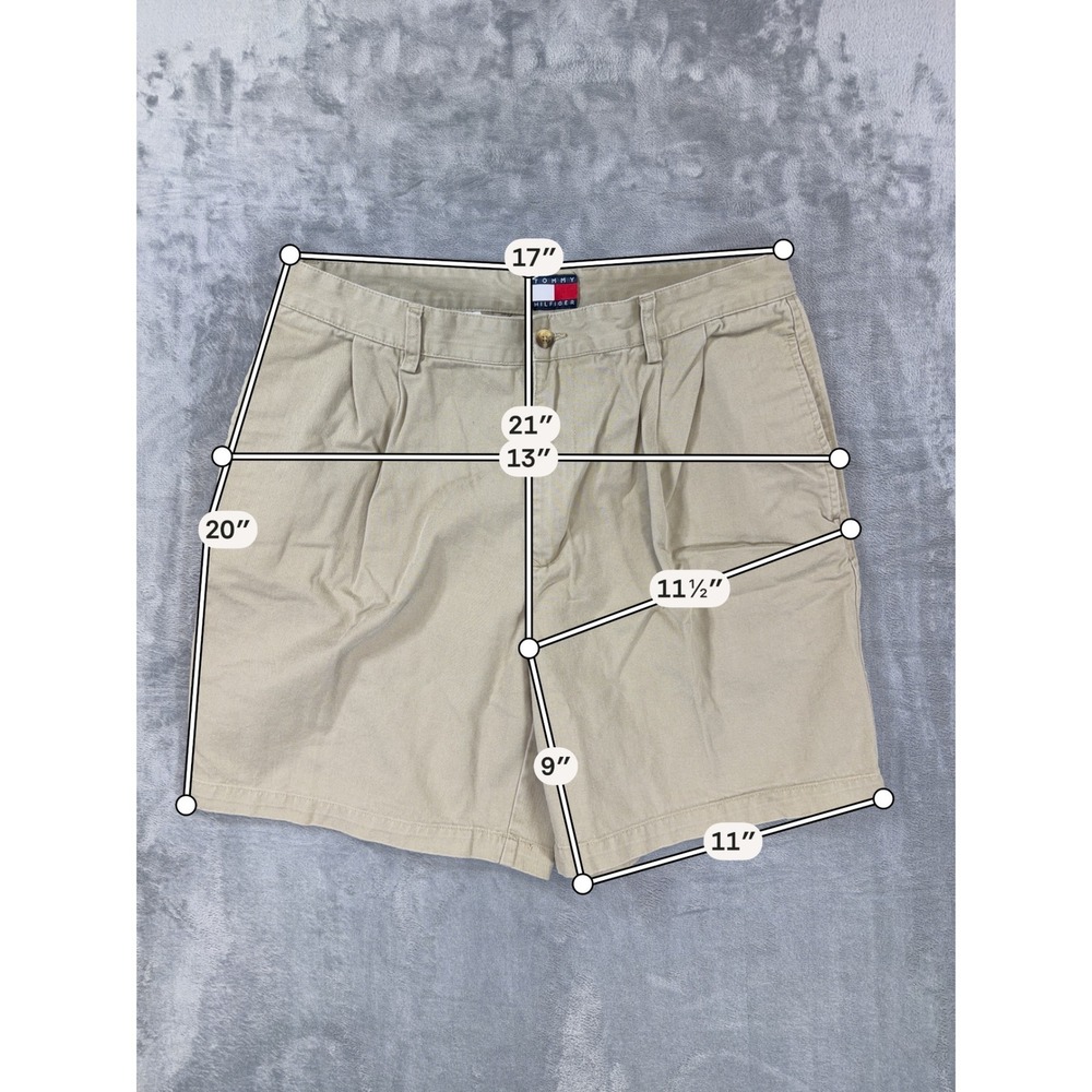 Vintage Tommy Hilfiger Pleated Chino Shorts Men's Size 36 Tan Cotton‎ Twill - Picture 6 of 7